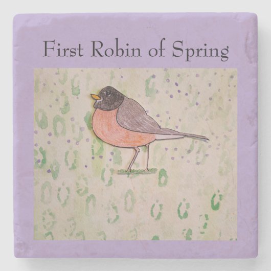 Erster Robin of Spring Steinuntersetzer (Vorderseite)