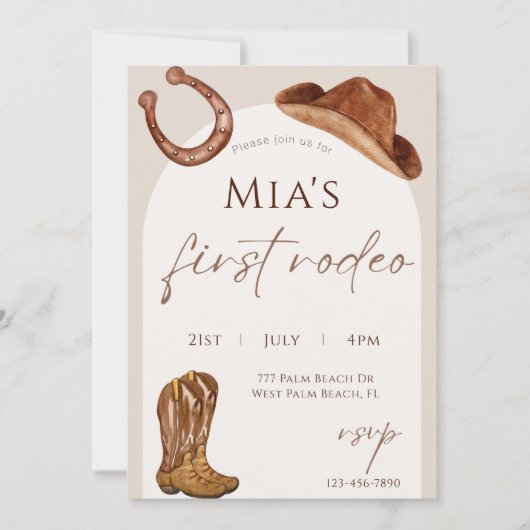 Erster Rodeo 1. Geburtstag Einladung (Vorderseite)