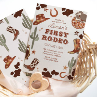 Erster Rodeo 1. Geburtstag Wilder Westcowboy Einladung