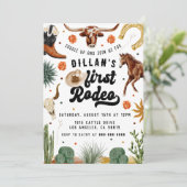 Erster Rodeo Cowboy Einladung zum Geburtstag (Stehend Vorderseite)