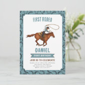 Erster Rodeo Cowboy Einladung zum Geburtstag (Stehend Vorderseite)