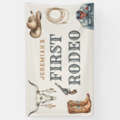 Erster Rodeo Cowboy Terrakotta 1. Geburtstag Banner (Vertikal)