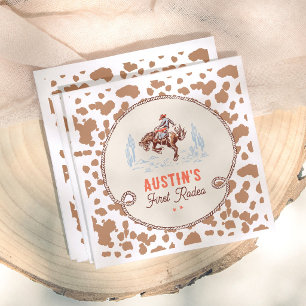 Erster Rodeo-Cowboy Vintage-Junge 1. Geburtstag Serviette