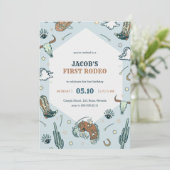 Erster Rodeo Cowboy Western Geburtstagseinladung Einladung (Stehend Vorderseite)