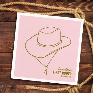 Erster Rodeo-Cowboyhut Rosa 1. Geburtstag Serviette