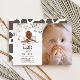 Erster Rodeo Cowgirl Western Floral 1. Geburtstag Einladung