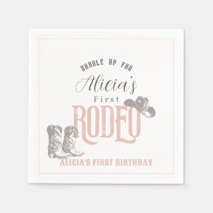 Erster Rodeo Cowgirl Western Pink 1. Geburtstag Serviette