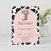 Erster Rodeo Geburtstag, Cowgirl einladen Einladung (Stehend Vorderseite)