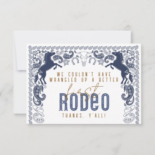 Erster Rodeo Geburtstag Dankeschön Karte - Western (Vorderseite)