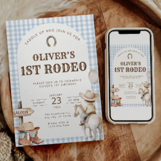 Erster Rodeo-Jungen-Geburtstag Western-Cowboy 1. Einladung