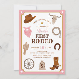Erster Rodeo Pink Cowgirl Wild West Erster Geburts Einladung