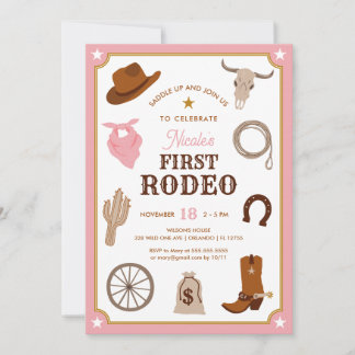 Erster Rodeo Pink Cowgirl Wild West Erster Geburts Einladung