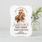Erster Rodeo Teddy Bär Pferdejunge Erstgeburt Einladung (Stehend Vorderseite)