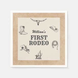 Erster Rodeo Vintager neutraler Cowboy 1. Geburtst Serviette