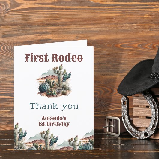 Erster Rodeo Western 1. Geburtstag Dankeskarte