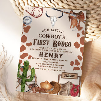 Erster Rodeo Western Cowboy 1. Geburtstag Einladung