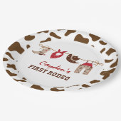 Erster Rodeo Western Cowboy 1. Geburtstag Pappteller (Schrägansicht)