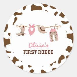 Erster Rodeo Western Cowboy 1. Geburtstag Runder Aufkleber