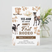 Erster Rodeo Western Geburtstag Einladung (Stehend Vorderseite)