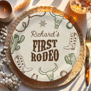 Erster Rodeo Western Junge 1. Geburtstag Pappteller