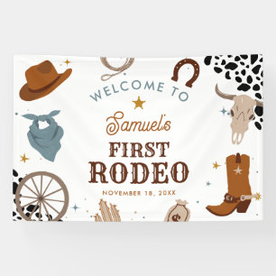Erster Rodeo Western Junge Erstgeburtstag Willkomm Banner