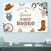 Erster Rodeo Western Junge Erstgeburtstag Willkomm Banner (Messe)