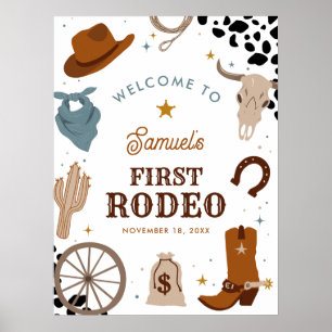 Erster Rodeo Western Junge Erstgeburtstag Willkomm Poster
