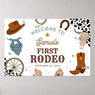 Erster Rodeo Western Junge Erstgeburtstag Willkomm Poster