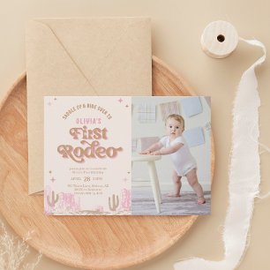 Erster Rodeo Western Pink Cowgirl Geburtstag Einladung