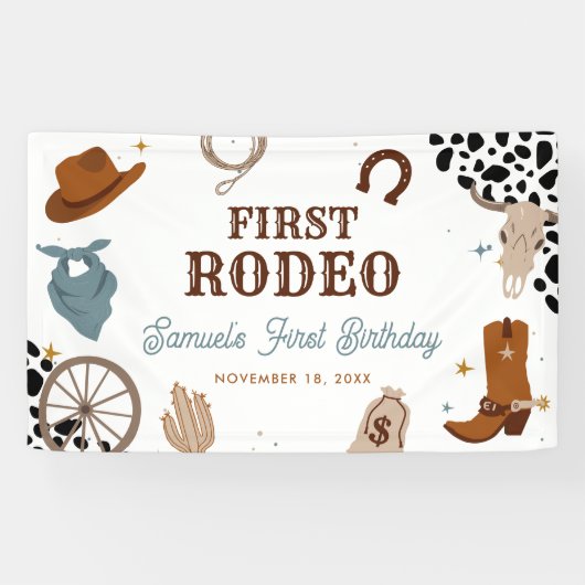 Erster Rodeo Western Wild West Boy Erster Geburtst Banner (Horizontal)