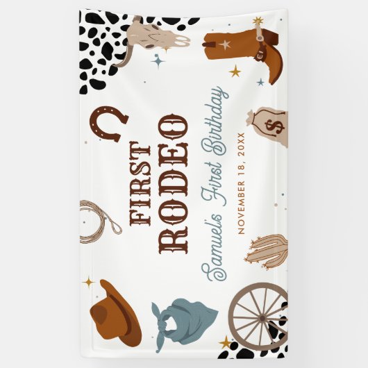 Erster Rodeo Western Wild West Boy Erster Geburtst Banner (Vertikal)