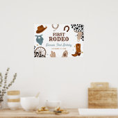 Erster Rodeo Western Wild West Boy Erster Geburtst Poster (Küche)