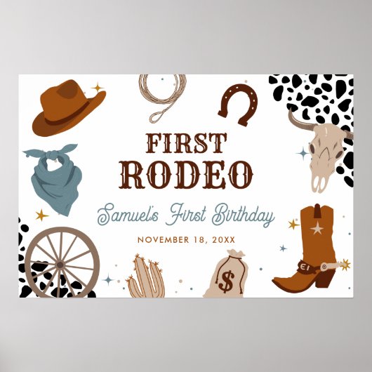 Erster Rodeo Western Wild West Boy Erster Geburtst Poster (Vorne)