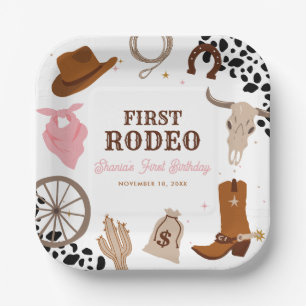 Erster Rodeo Western Wild West Girl Pappteller
