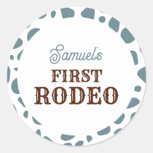 Erster Rodeo Wild West Blue Boy Erster Geburtstag Runder Aufkleber