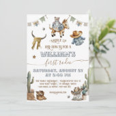 Erster Rodeo Wild West Boy 1. Geburtstag Einladung (Stehend Vorderseite)