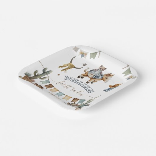 Erster Rodeo Wild West Willkommensjunge 1. Geburts Pappteller (Gewinkelt)