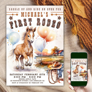 Erster RODEO Wilder Westen Cowboy 1. Geburtstag Einladung