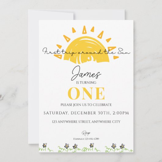 Erster Rundgang durch das sonnige 1. Party Einladung (Vorderseite)