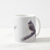 Erster Schnee - büscheliger Titmouse-Vögel Kaffeetasse (VorderseiteRechts)