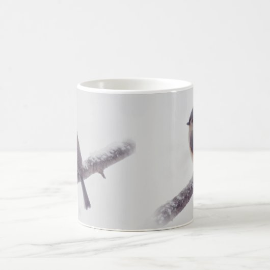 Erster Schnee - büscheliger Titmouse-Vögel Kaffeetasse (Mittel)