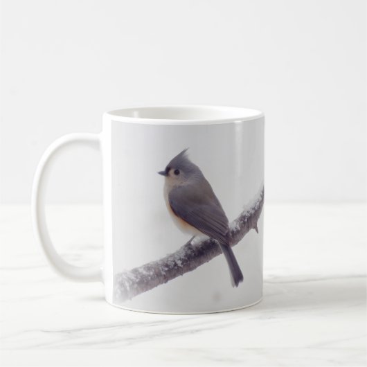Erster Schnee - büscheliger Titmouse-Vögel Kaffeetasse (Links)