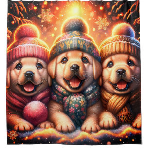 "Erster Schneefall der Gelbe Labrador - Whimsical Duschvorhang
