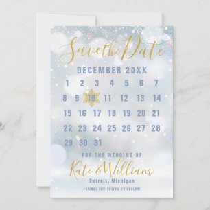 Erster Schneeflocken-Kalender Hochzeit Termin merk Einladung