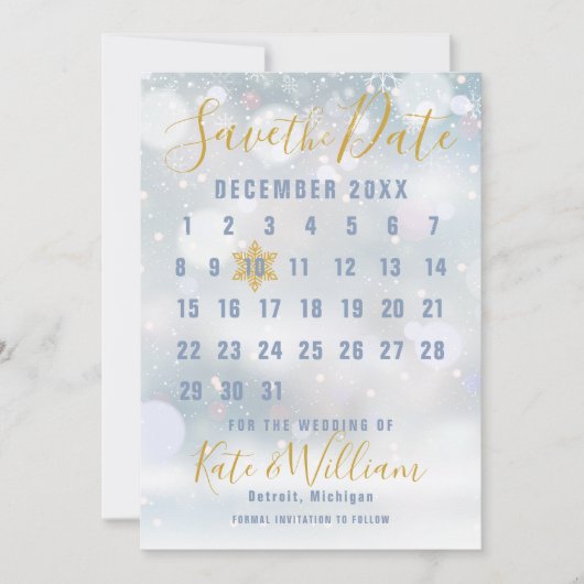 Erster Schneeflocken-Kalender Save-the-Date Save The Date (Vorderseite)
