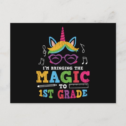 Erster Schullehrer Kid Squad Magic Unicorn Postkarte (Vorderseite)