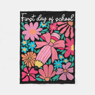 Erster Schultag Boho-Blumen-Lehrer-Kinder Rücken Fleecedecke