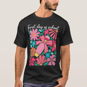 Erster Schultag Boho-Blumen-Lehrer-Kinder-Rücken T-Shirt
