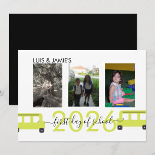 Erster Schultag Bus Script Foto Karte