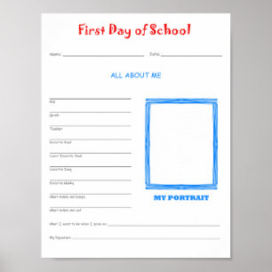 Erster Schultag druckbarer Download Poster